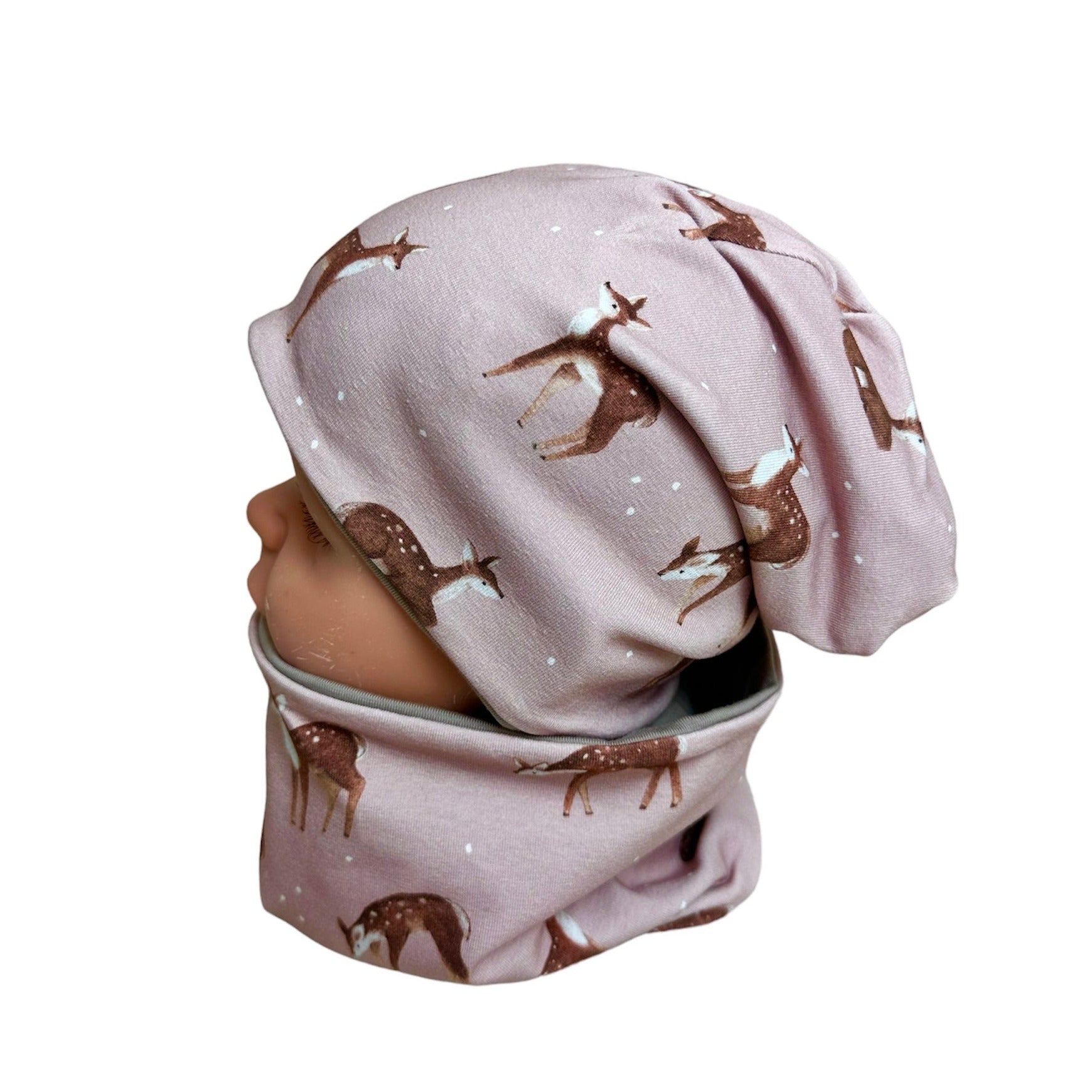 kindermütze reh rosa