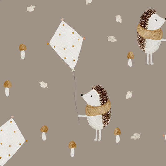 stoff igel mit drache braun