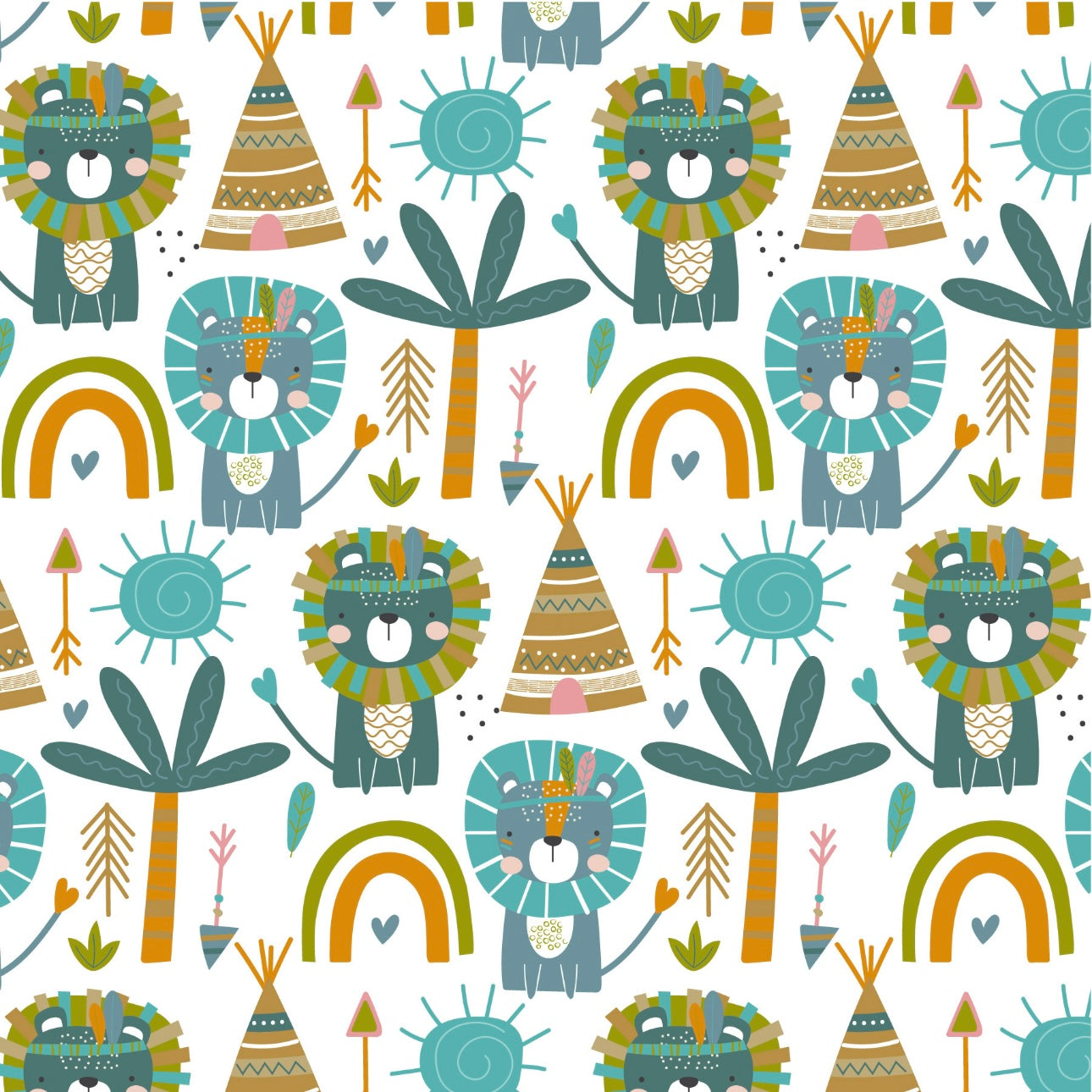 BIO Jersey Indianer Löwe petrol 0.5m