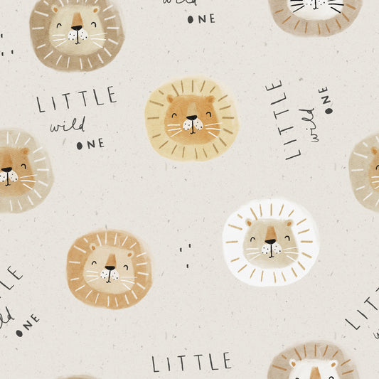 Stoff Löwenkopf beige