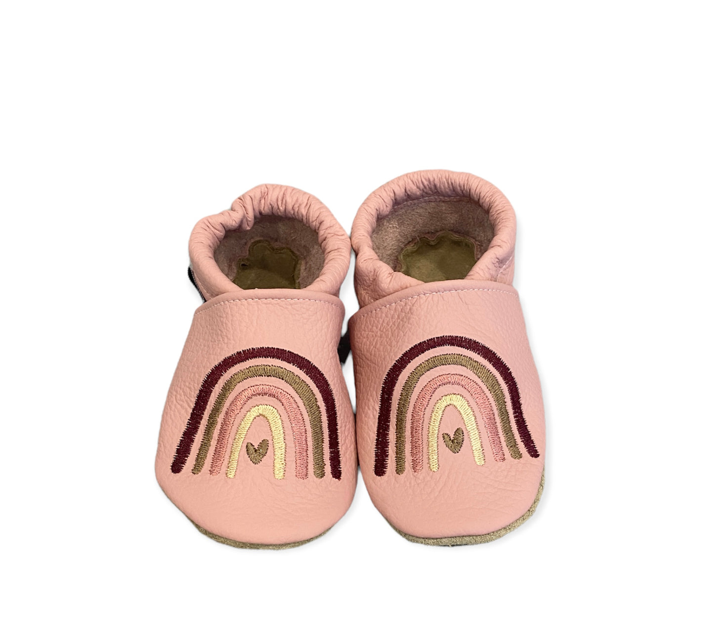 Lederpuschen Regenbogen rosa