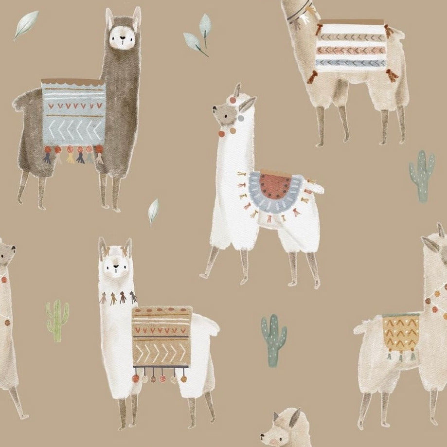 stoff braun mit Alpakas