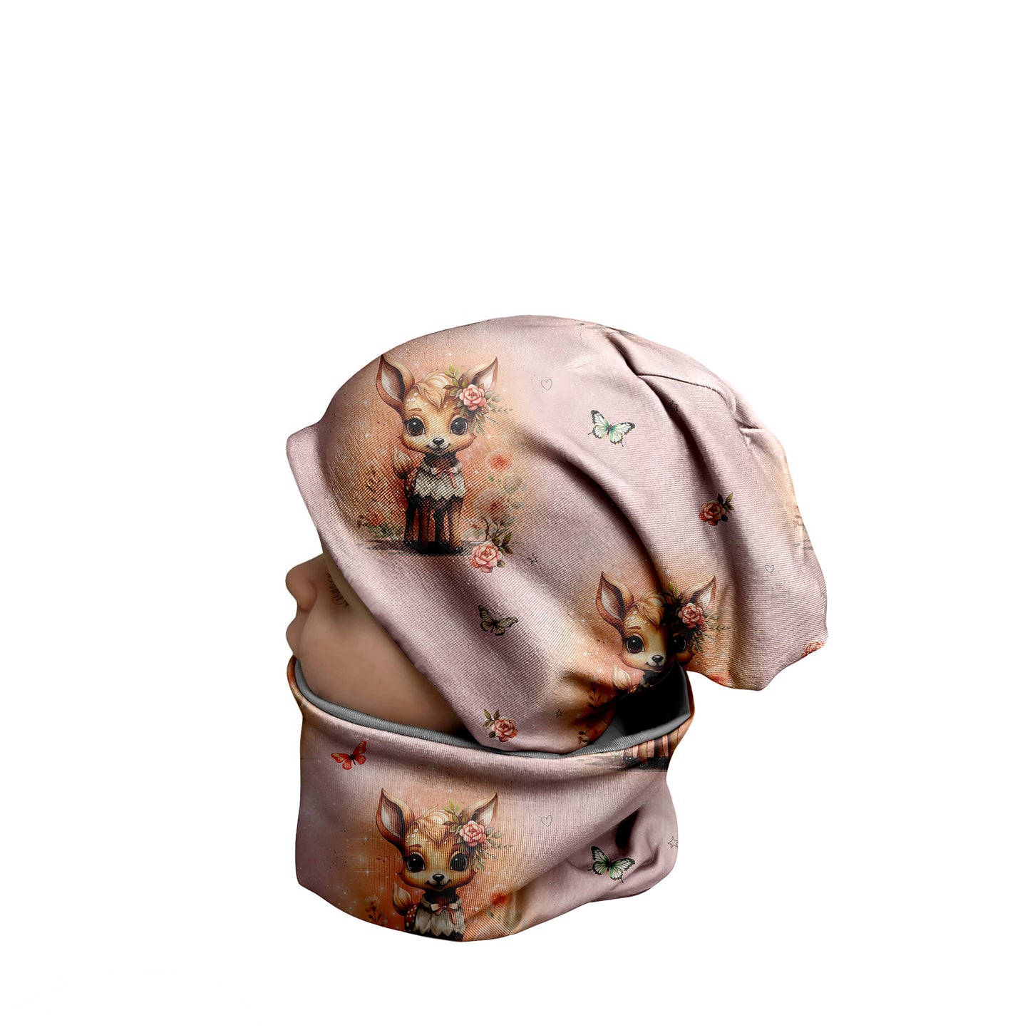 Beanie und Loop Reh rosa