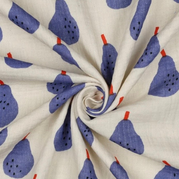 Musselin Birne blau