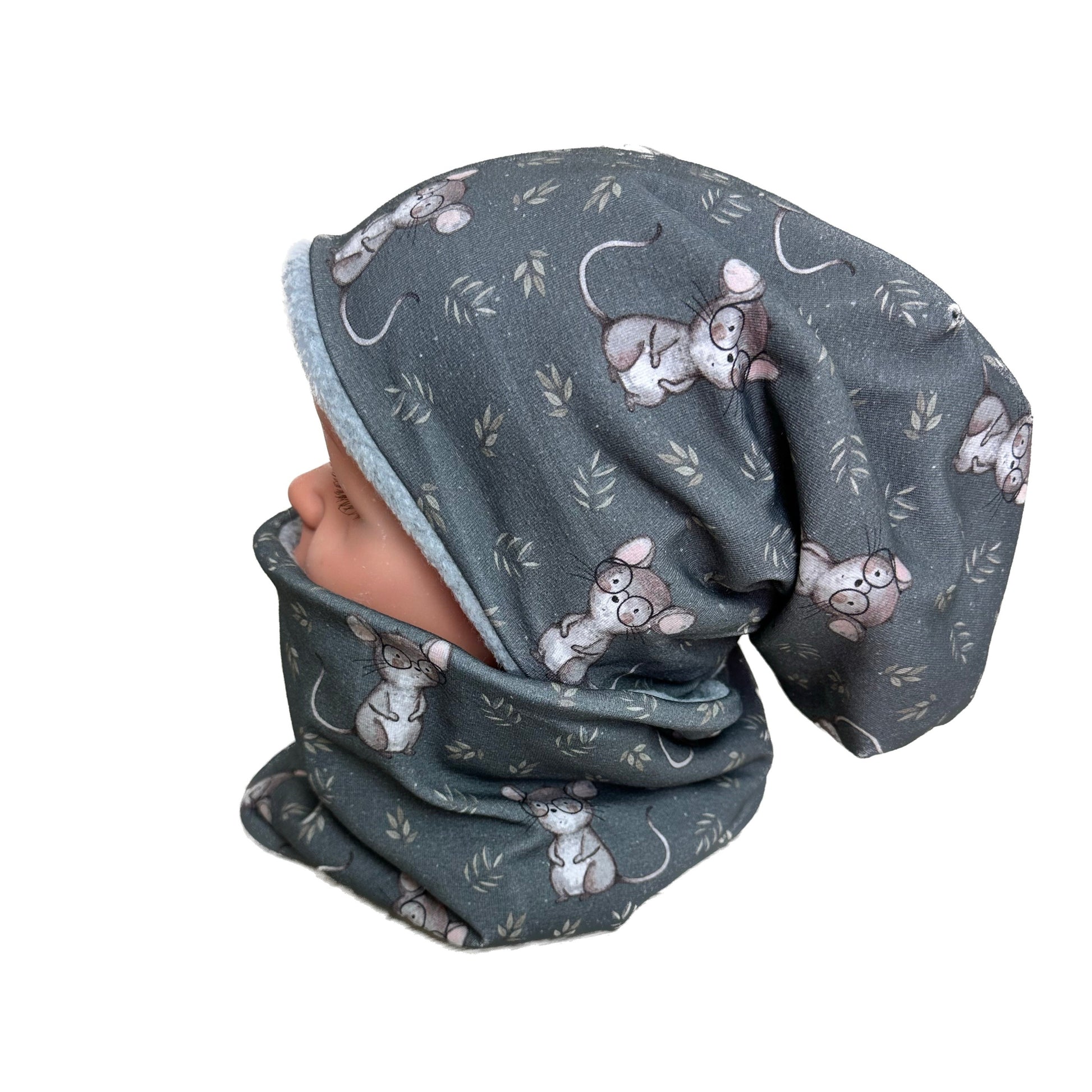 kindermütze maus grau