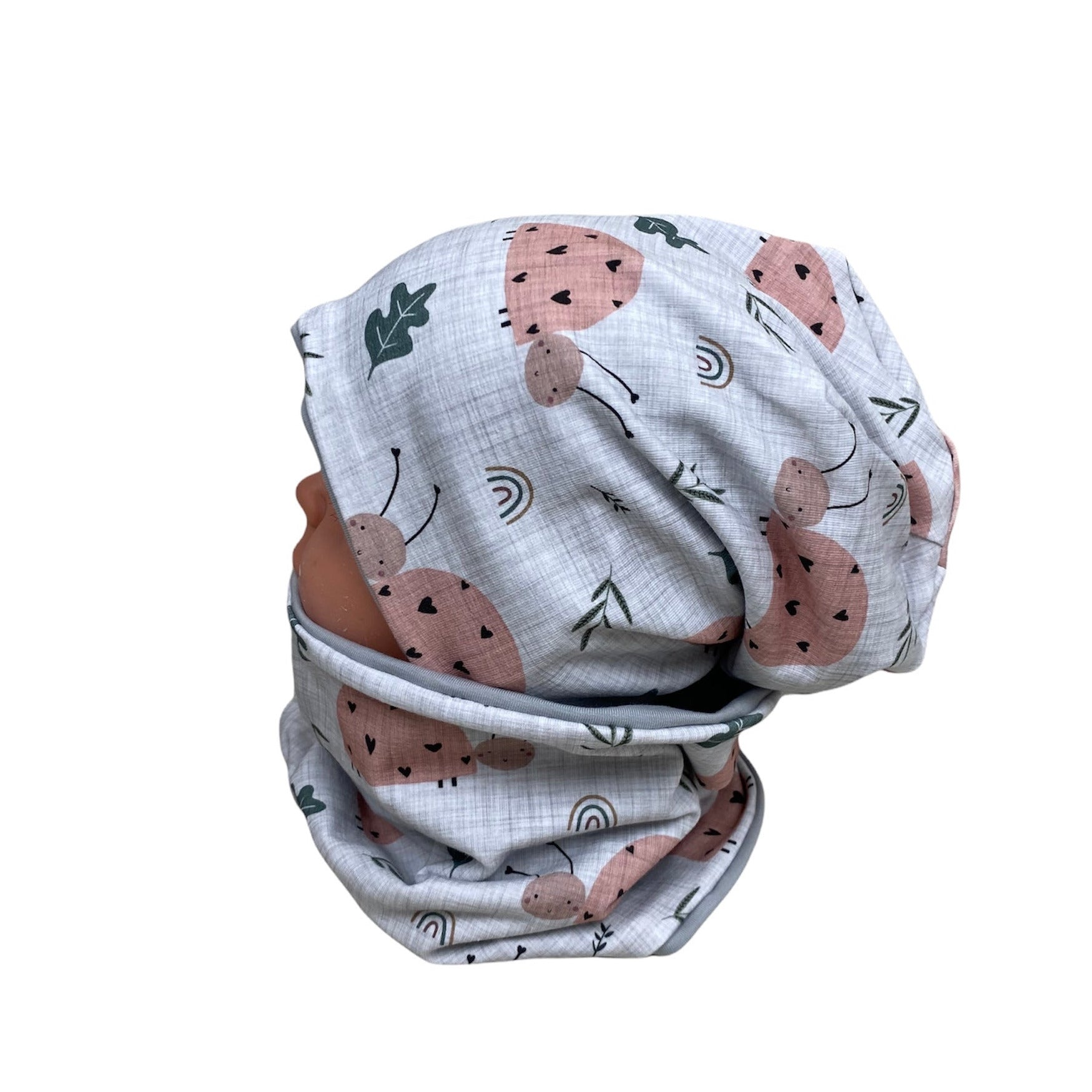 kindermütze Marienkäfer rosa