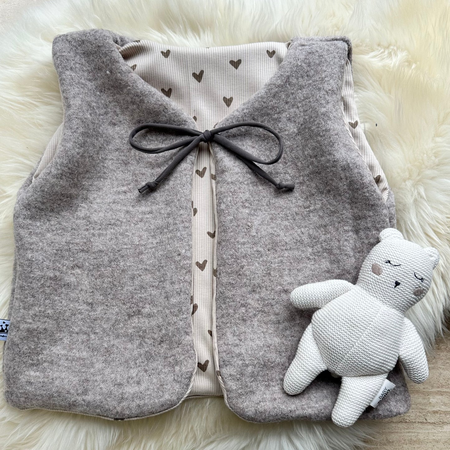 Walkweste Herz beige