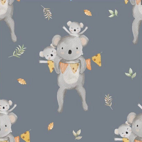 Stoff Koala babys auf grau