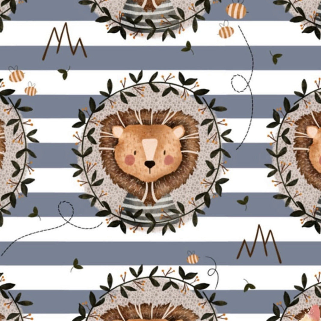 stoff löwe auf streifen blau