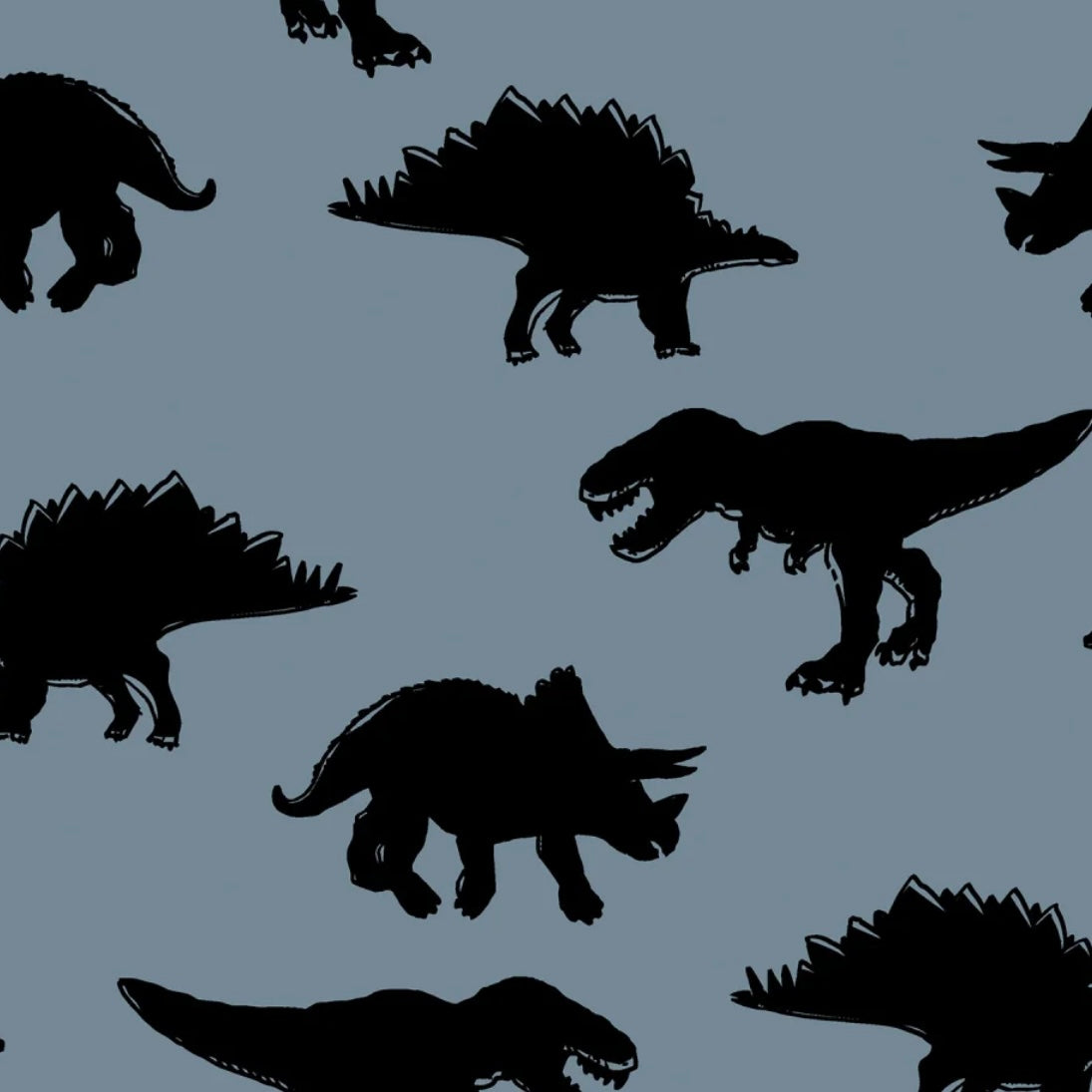 French Terry Dino rauchblau