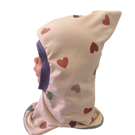 Schlupfmütze Herzen rosa