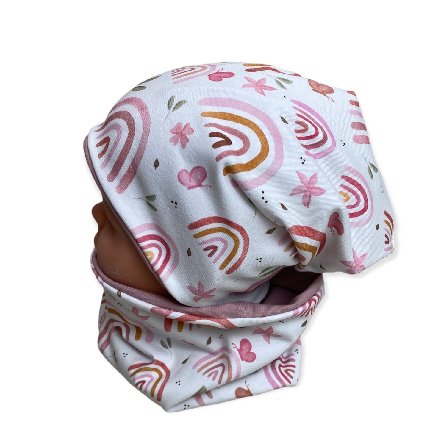 kindermütze rosa Regenbogen