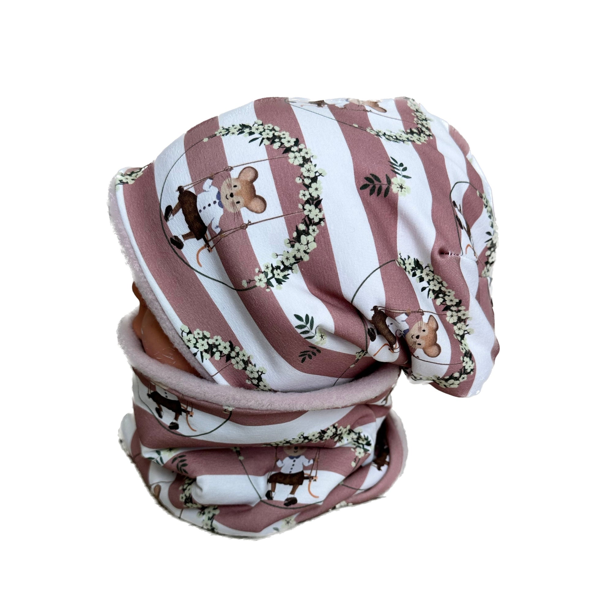 kindermütze maus rosa