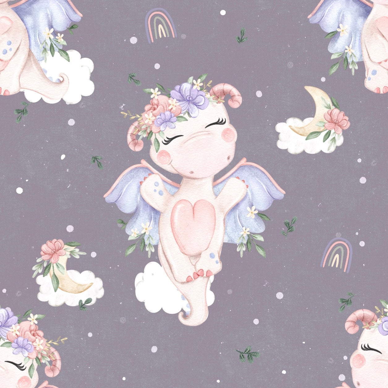 Stoff Fabelwesen Einhorn lila