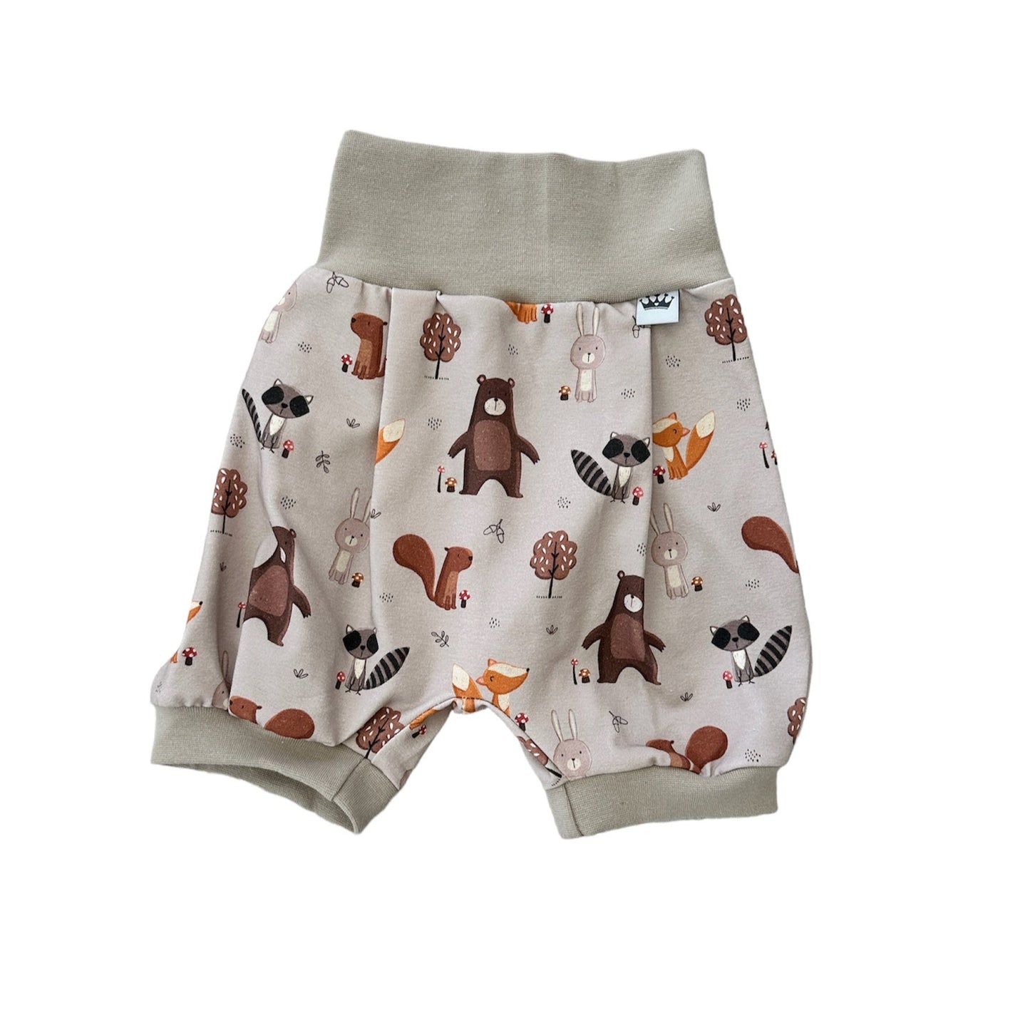 kurze Pumphose Waldtiere beige