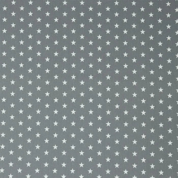 Baumwollpopeline Sterne dunkelgrau (10mm) 0,5m