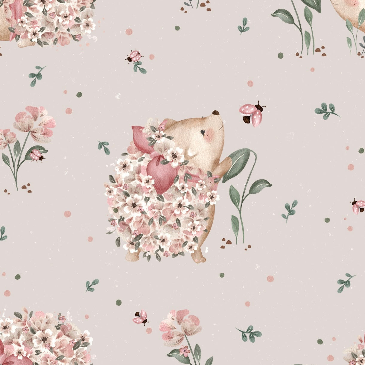 Stoff igel mit Blumen rosa