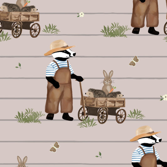 stoff dachs mit hasen auf braun