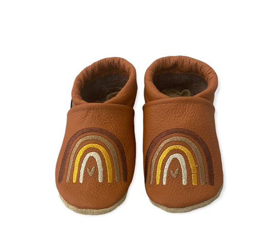 Lederpuschen Regenbogen braun