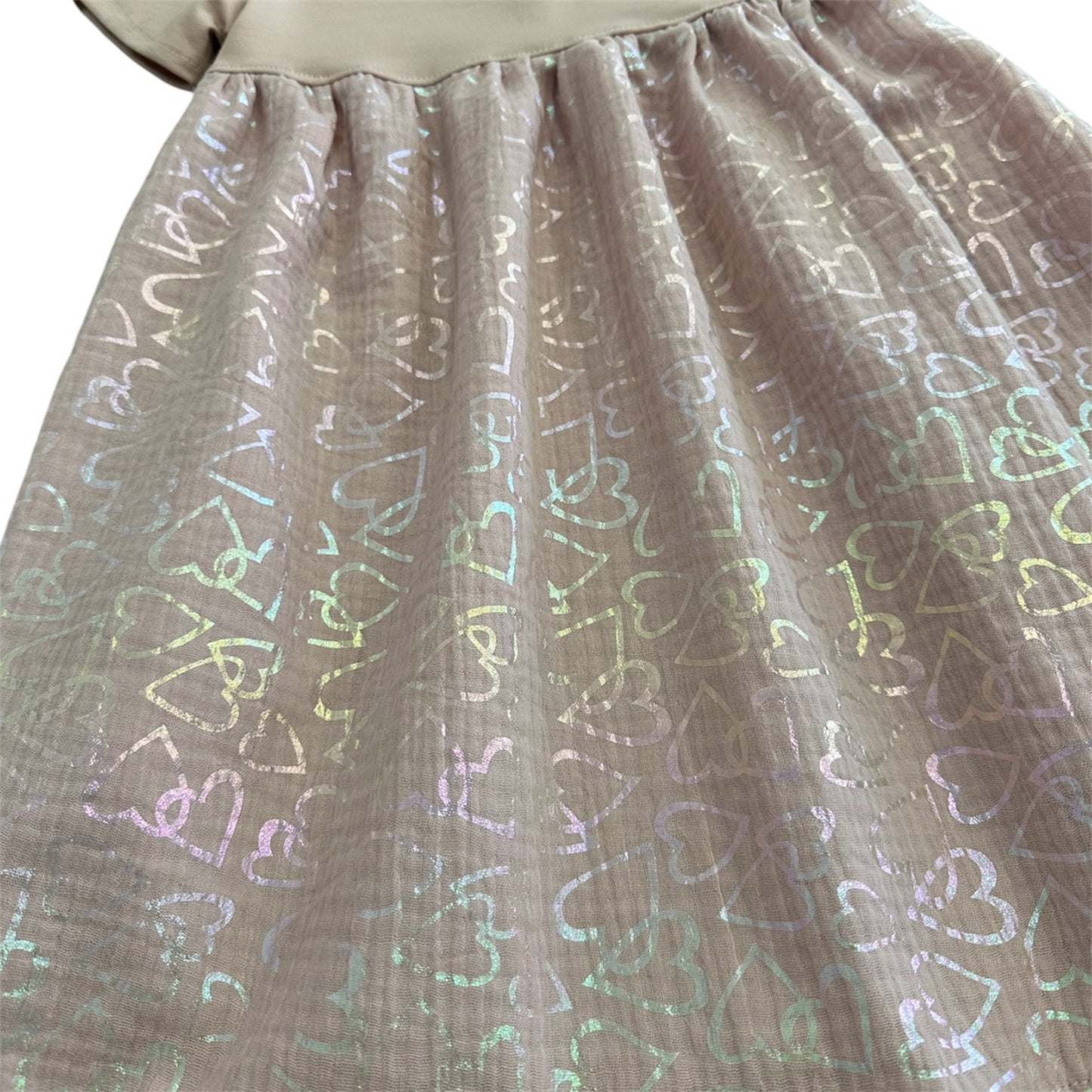 Kleid kurzarm Musselin Herzen Glitzer