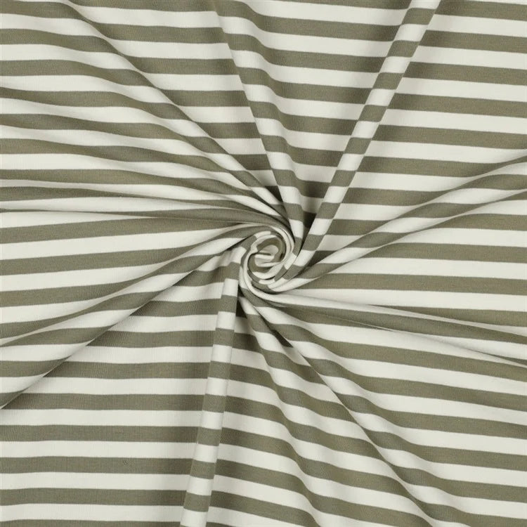 French Terry Streifen oliv