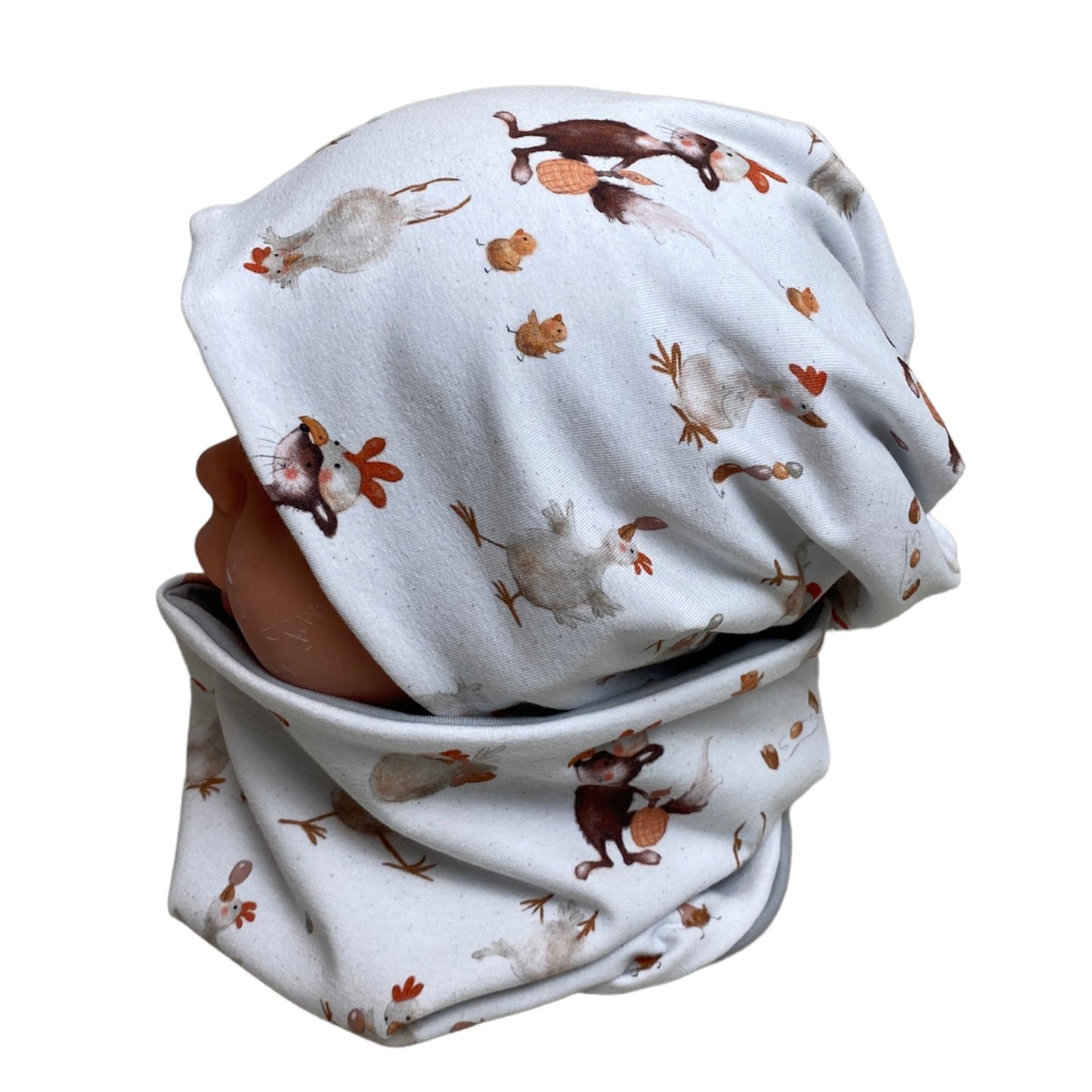 kindermütze huhn und fuchs