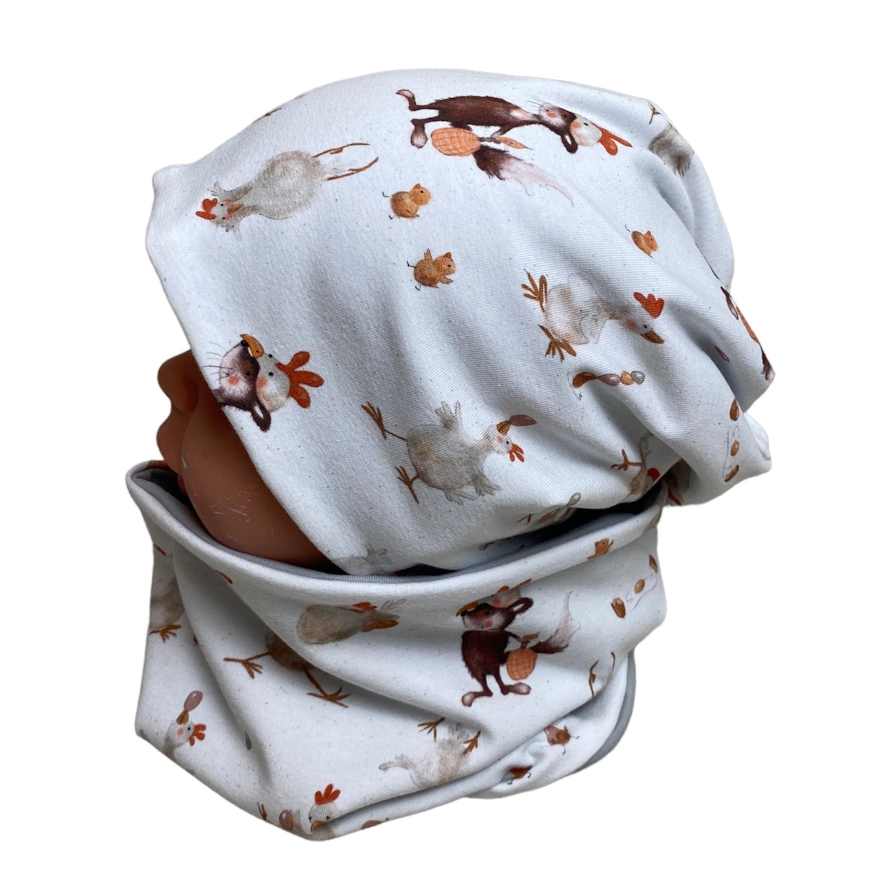 kindermütze huhn und fuchs