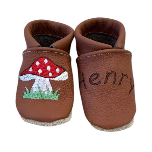 Lederpuschen Fliegenpilz braun