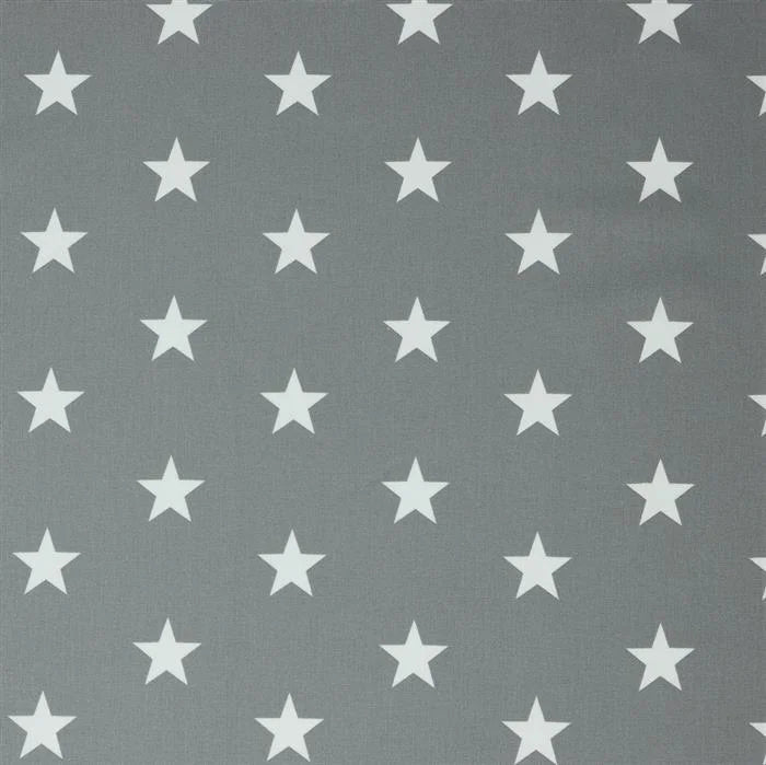 Baumwollpopeline Sterne dunkelgrau (33mm) 0,5m