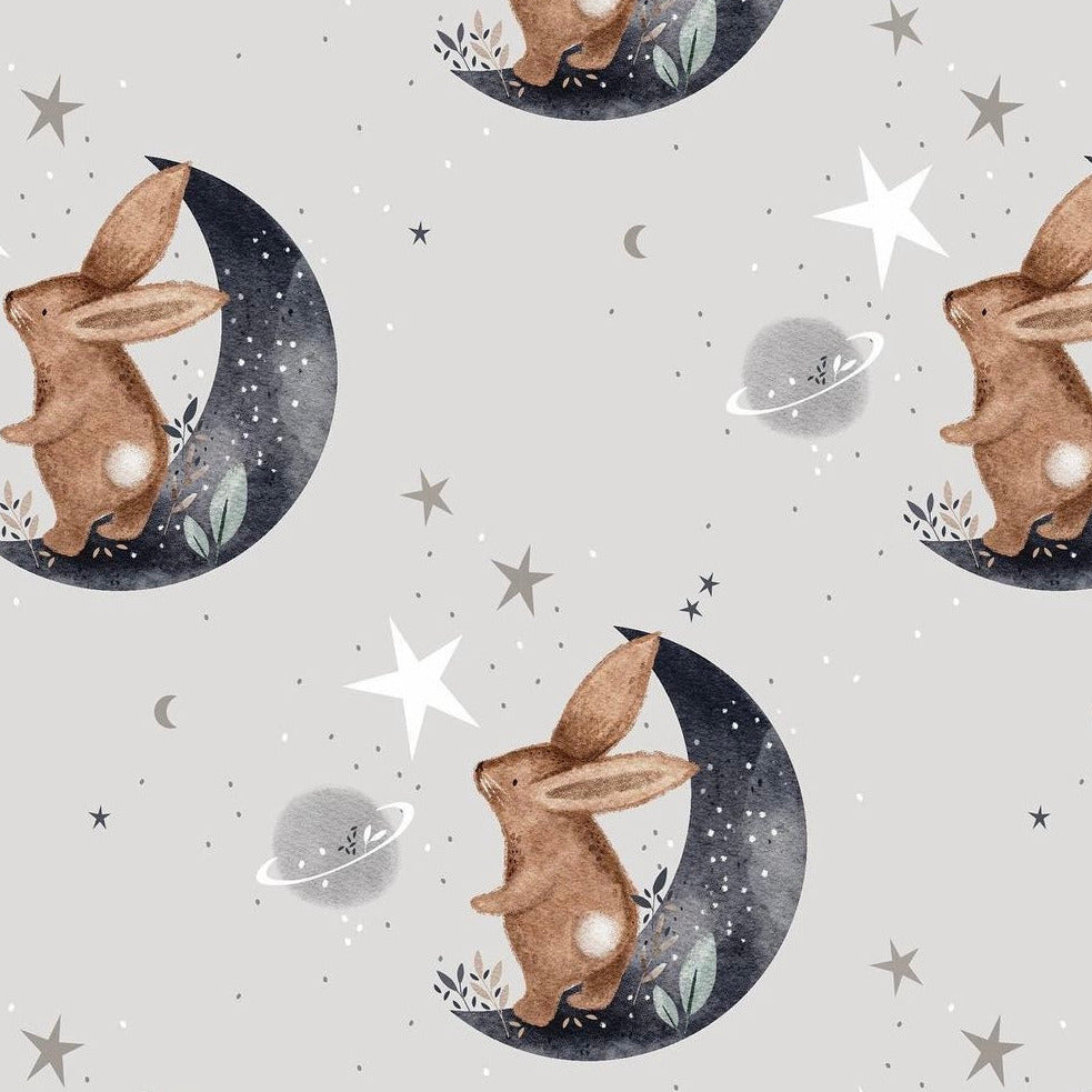 Stoff hase im mond grau