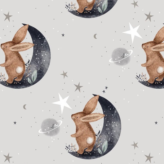 Stoff hase im mond grau