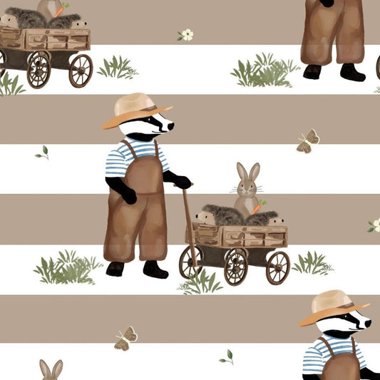 stoff dachs mit hase auf streifen