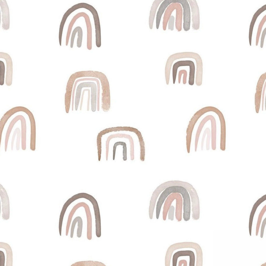 stoff weiss mit regenbogen in beige