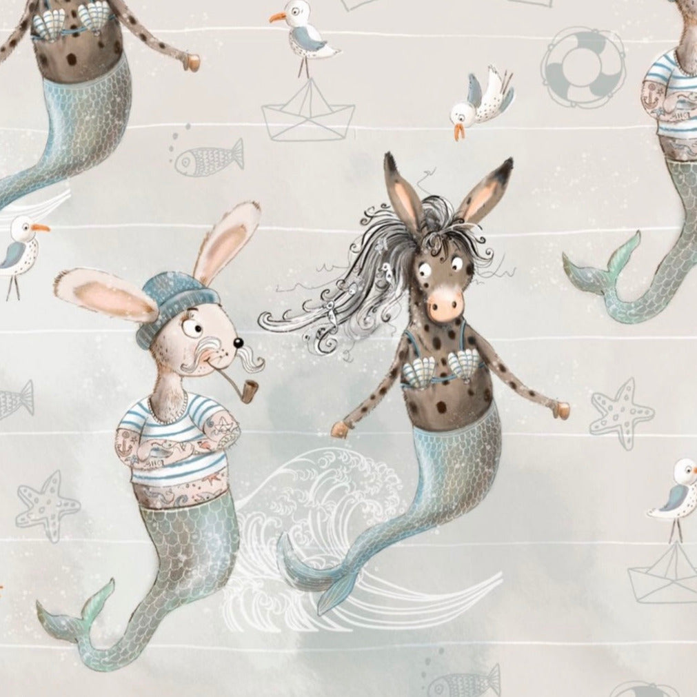 stoff mit meerjungfrau tätowiert