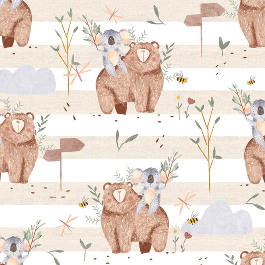 stoff mit koala und bär