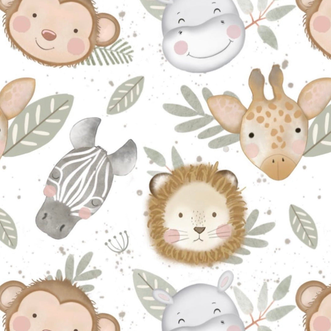 stoff mit safari wildtieren