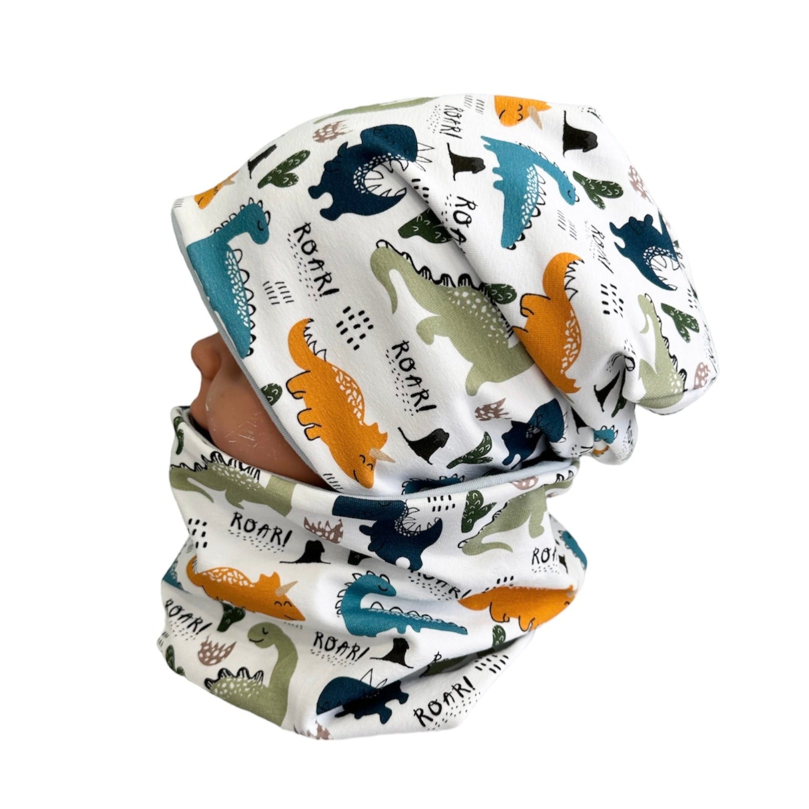 Kindermütze dino gelb 