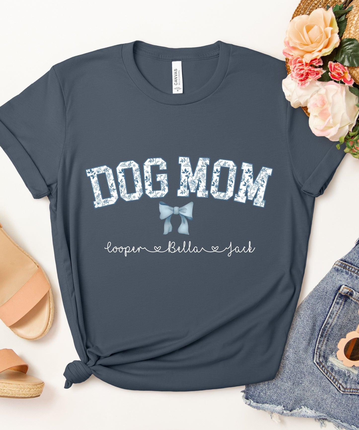 personalisierbares T-Shirt Dog Mom Schleife