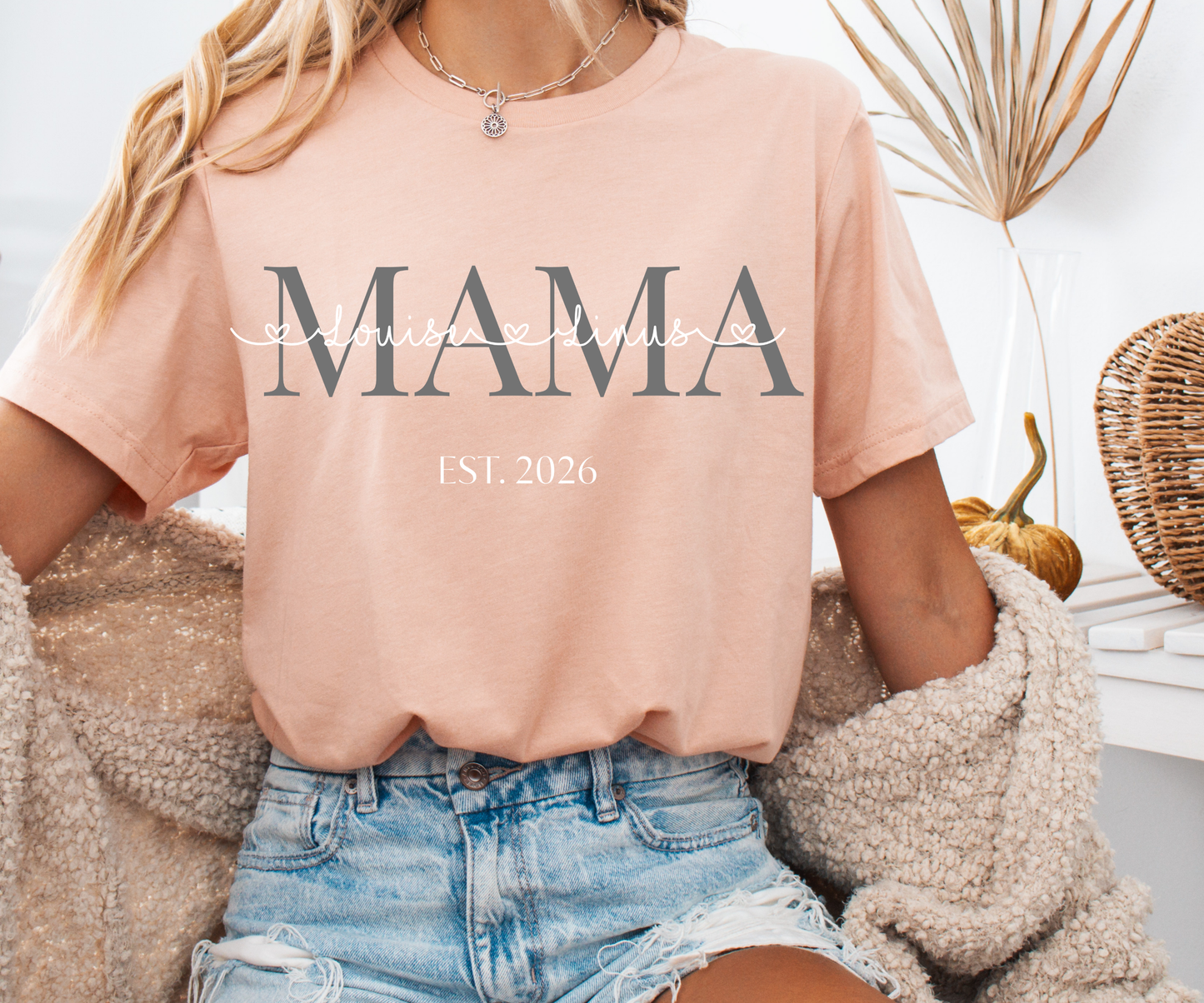 personalisierbares T-Shirt Mama mit Namen und Jahr