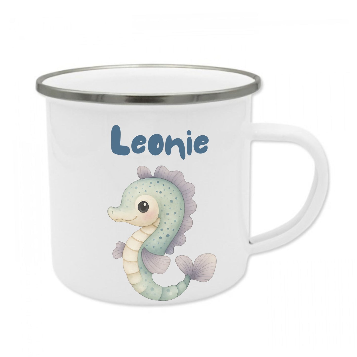 Emaille Becher Meerestiere mit Namen
