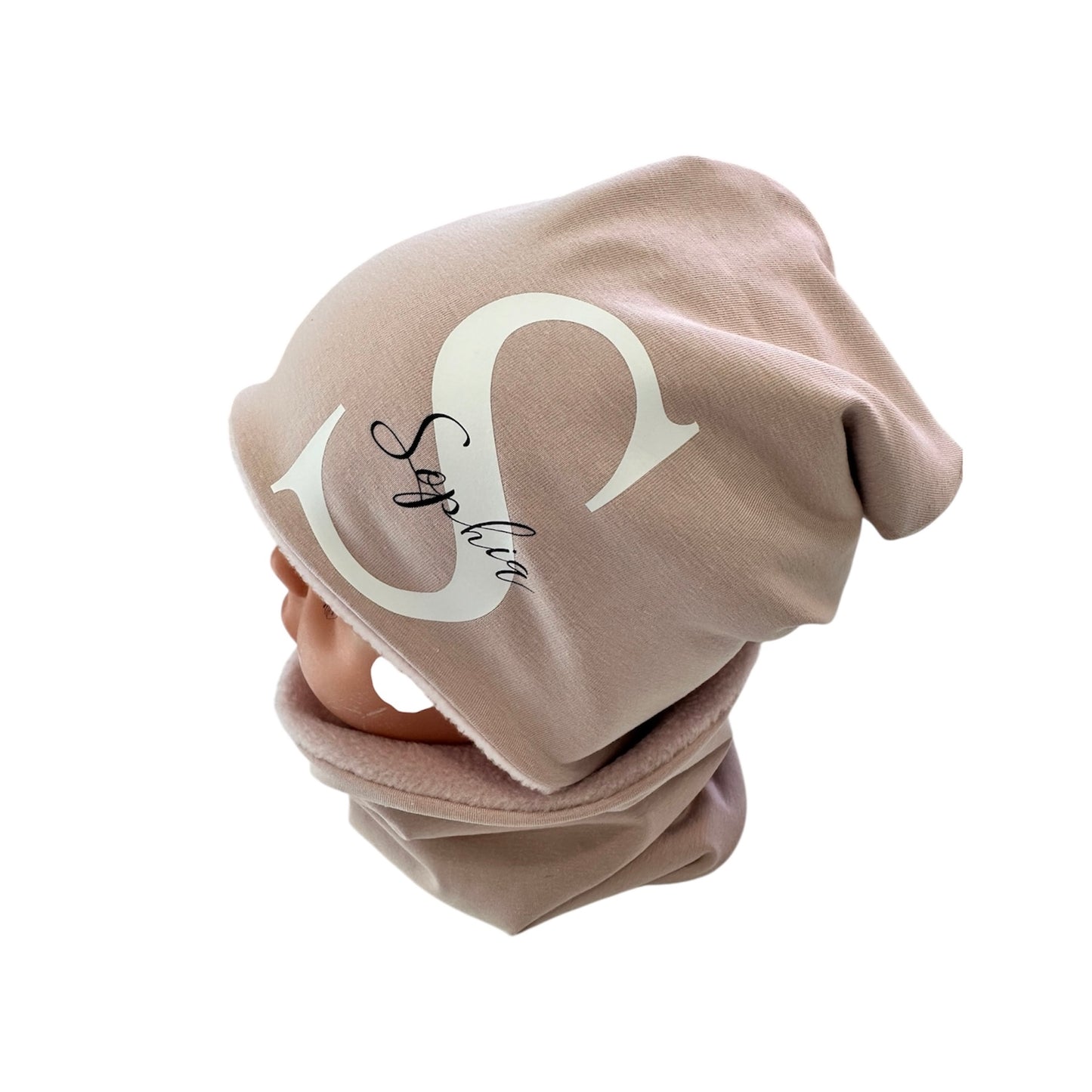 Beanie und Loop hellrosa personalisierbar