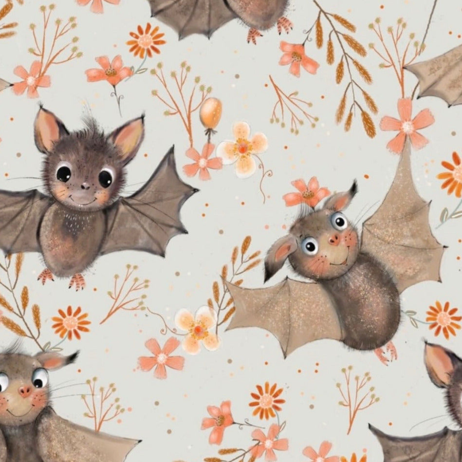 stoff Fledermaus mit Blumen 
