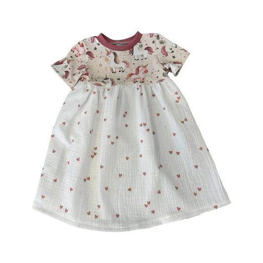 Kleid kurzarm Musselin Herz
