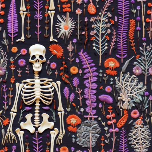 BIO Jersey 3d Optik Skelett Blumen  0.5m