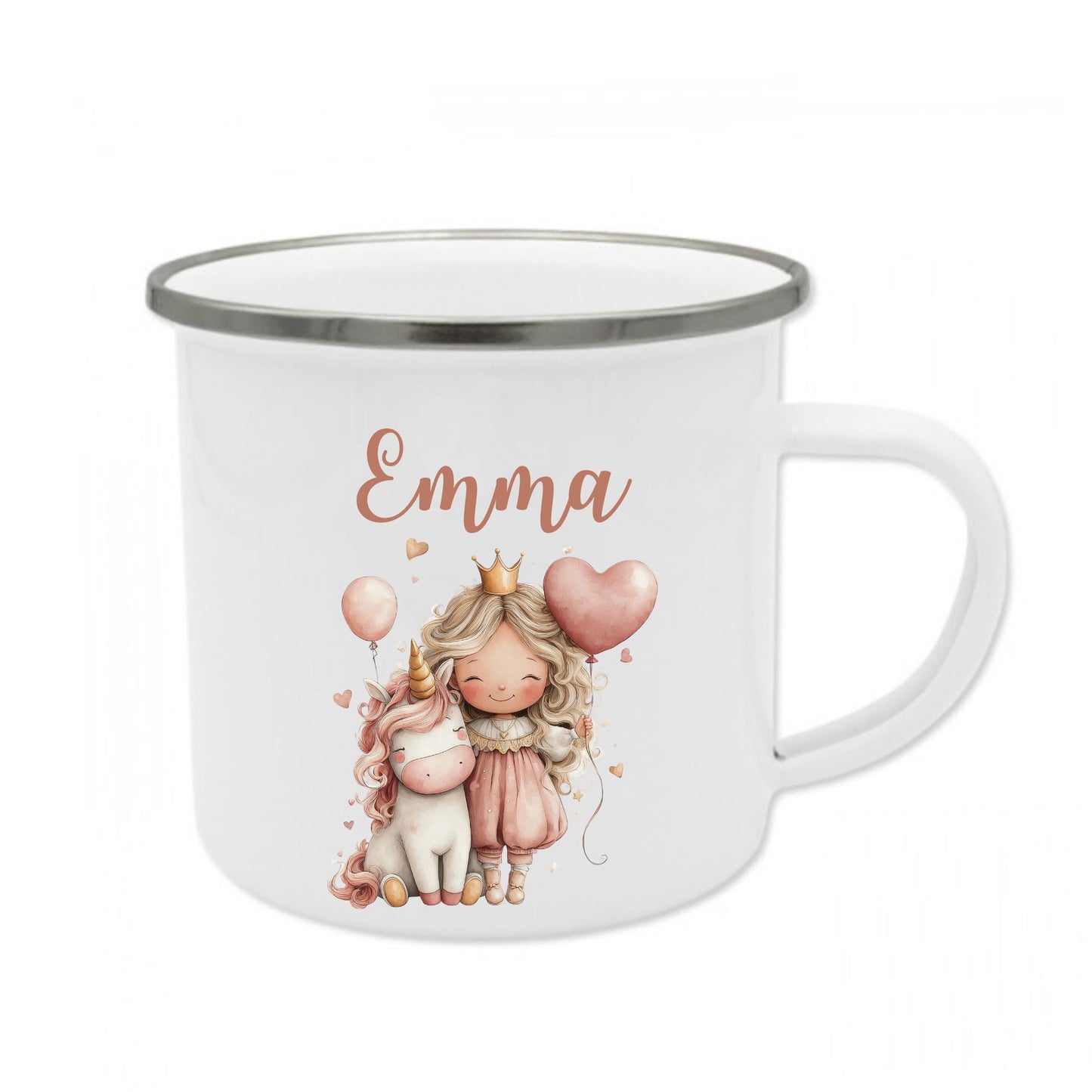 Emaille Becher Einhorn / Mädchen mit Namen