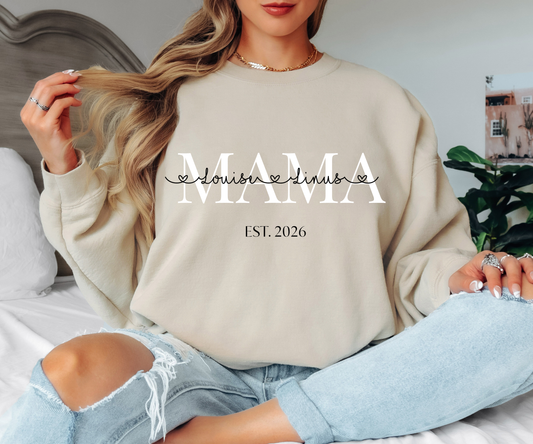 personalierbarer Mama  Sweater mit  Namen und Jahr