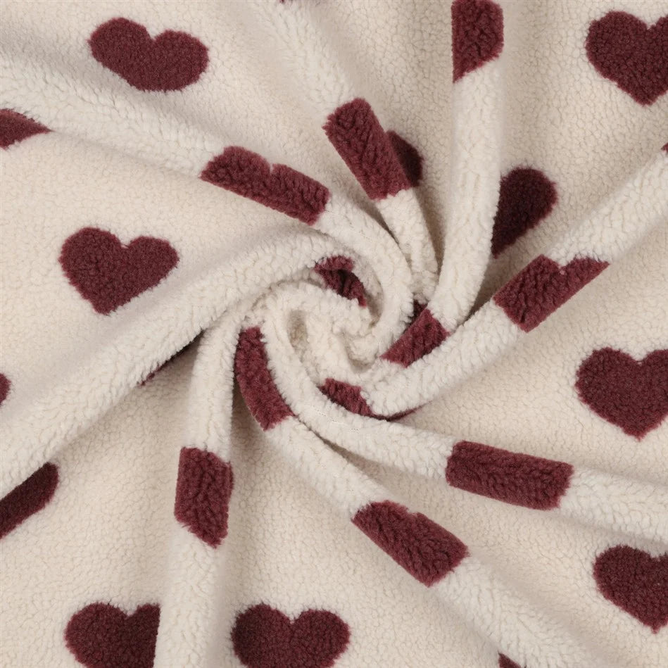 Teddystoff Herzen lila 0.5m