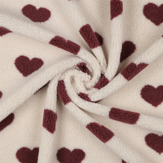 Teddystoff Herzen lila 0.5m