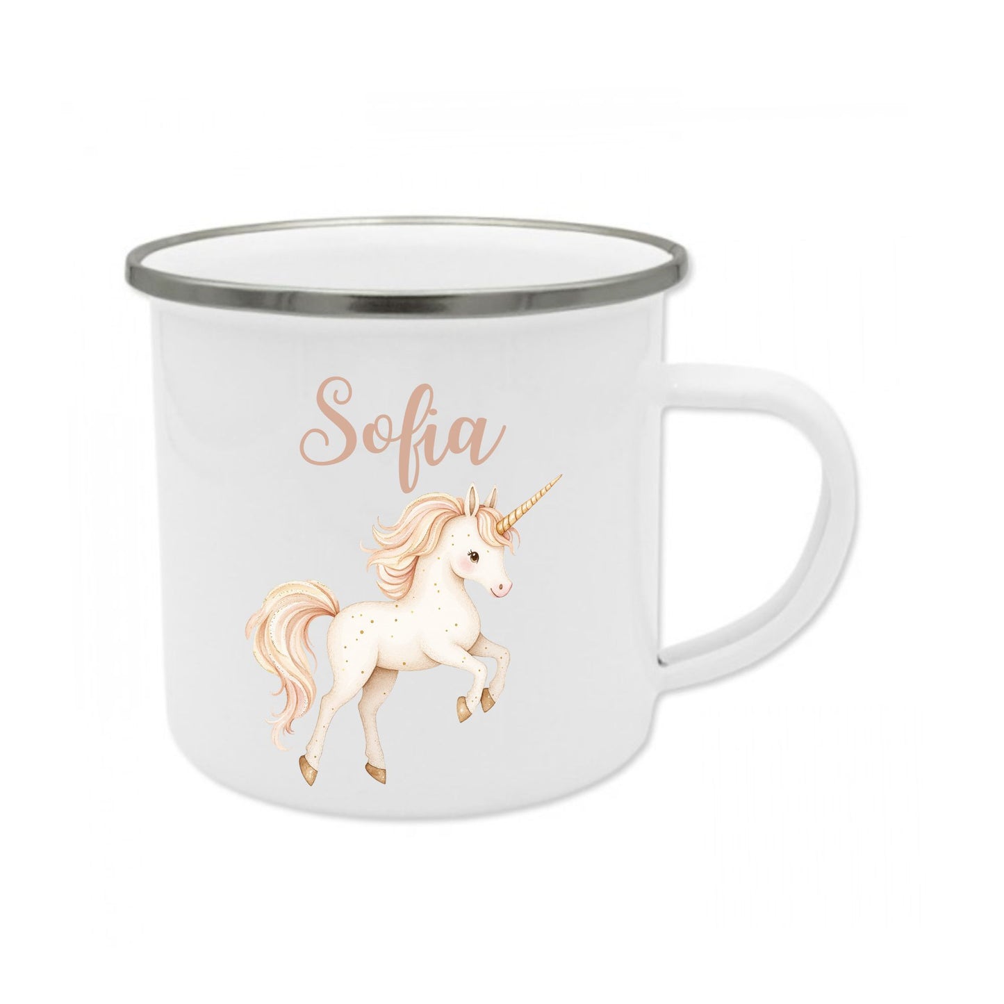 Emaille Becher Einhorn / Mädchen mit Namen