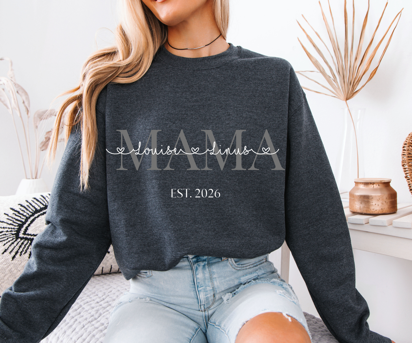 personalierbarer Mama  Sweater mit  Namen und Jahr